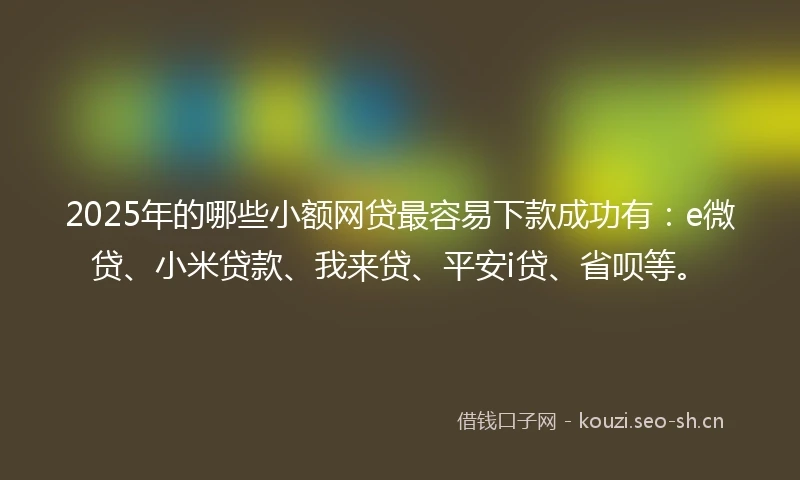 2025年的哪些小额网贷最容易下款成功有：e微贷、小米贷款、我来贷、平安i贷、省呗等。