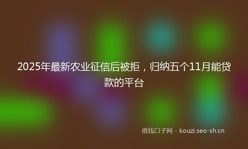 2025年最新农业征信后被拒，归纳五个11月能贷款的平台