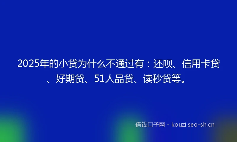 2025年的小贷为什么不通过有：还呗、信用卡贷、好期贷、51人品贷、读秒贷等。