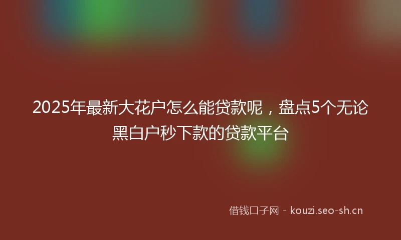 2025年最新大花户怎么能贷款呢，盘点5个无论黑白户秒下款的贷款平台