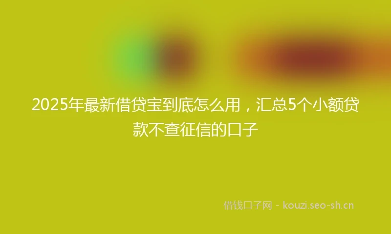 2025年最新借贷宝到底怎么用，汇总5个小额贷款不查征信的口子