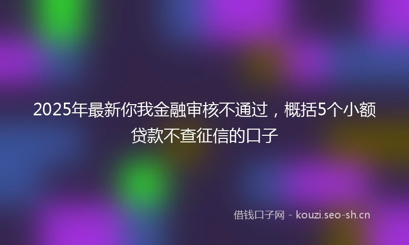 2025年最新你我金融审核不通过，概括5个小额贷款不查征信的口子