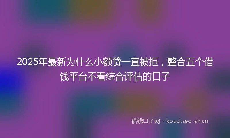 2025年最新为什么小额贷一直被拒，整合五个借钱平台不看综合评估的口子