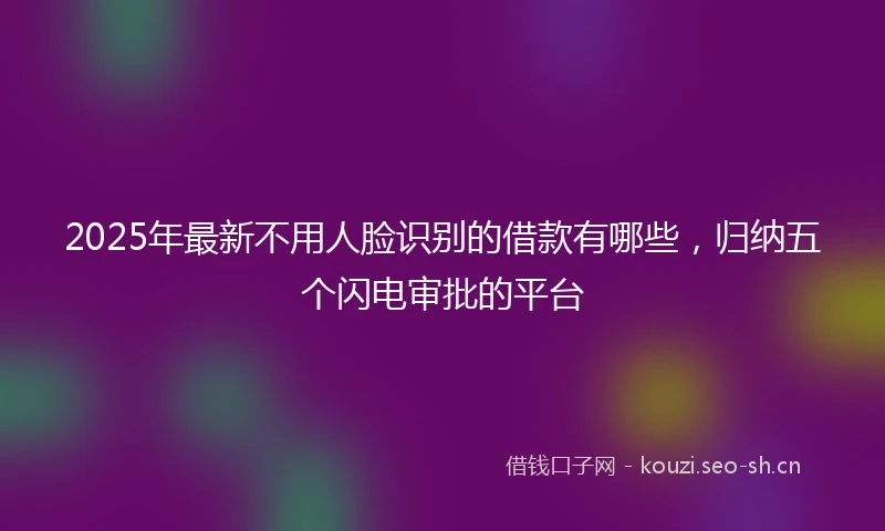 2025年最新不用人脸识别的借款有哪些，归纳五个闪电审批的平台