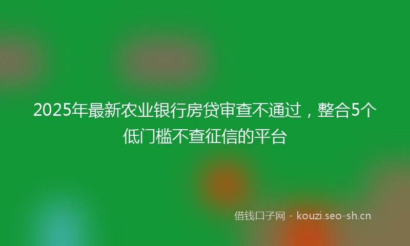 2025年最新农业银行房贷审查不通过，整合5个低门槛不查征信的平台