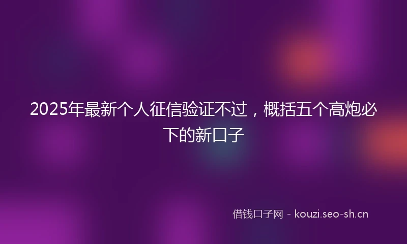 2025年最新个人征信验证不过，概括五个高炮必下的新口子