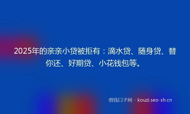 2025年的亲亲小贷被拒有：滴水贷、随身贷、替你还、好期贷、小花钱包等。