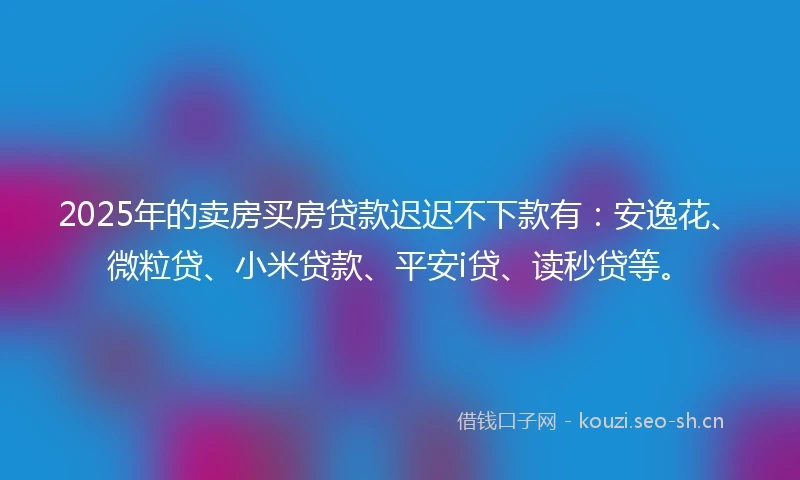 2025年的卖房买房贷款迟迟不下款有：安逸花、微粒贷、小米贷款、平安i贷、读秒贷等。