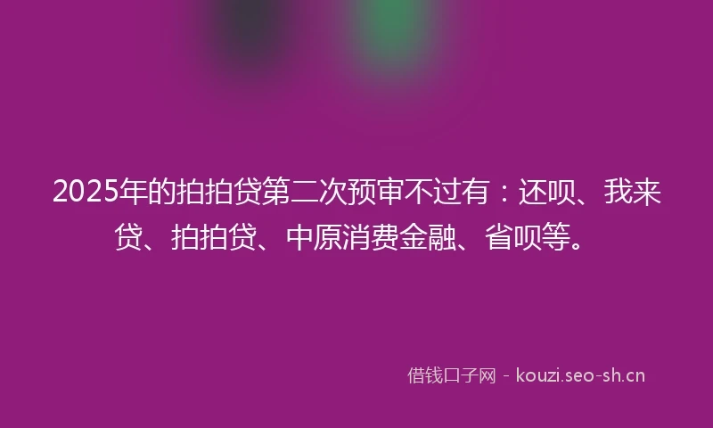 2025年的拍拍贷第二次预审不过有：还呗、我来贷、拍拍贷、中原消费金融、省呗等。