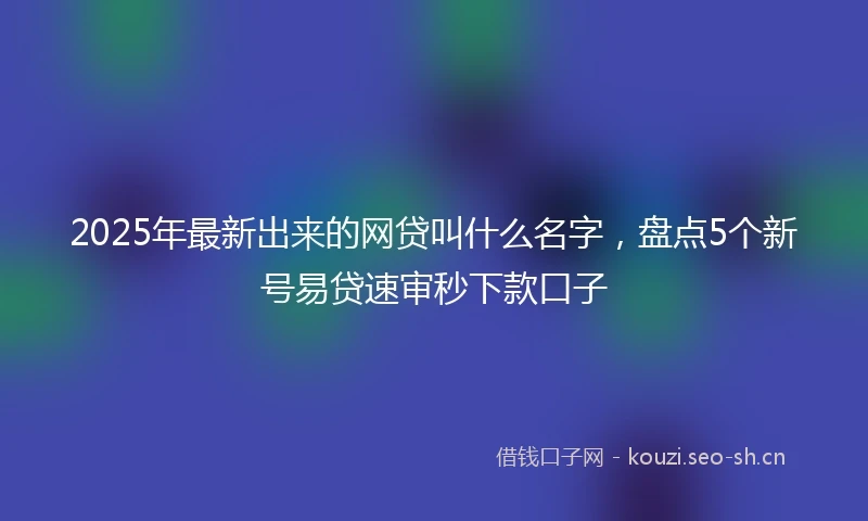 2025年最新出来的网贷叫什么名字，盘点5个新号易贷速审秒下款口子
