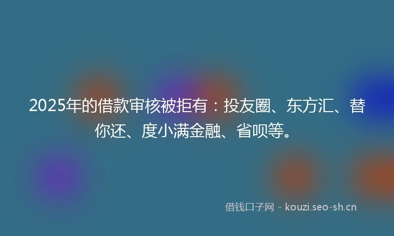2025年的借款审核被拒有：投友圈、东方汇、替你还、度小满金融、省呗等。