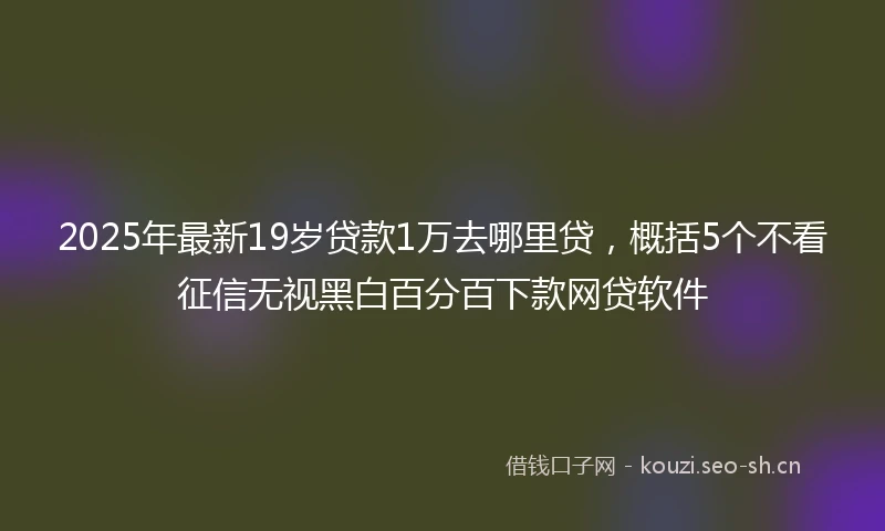 2025年最新19岁贷款1万去哪里贷，概括5个不看征信无视黑白百分百下款网贷软件