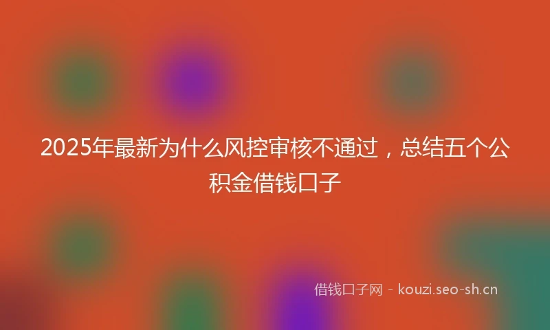 2025年最新为什么风控审核不通过，总结五个公积金借钱口子