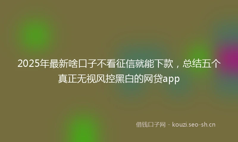 2025年最新啥口子不看征信就能下款，总结五个真正无视风控黑白的网贷app