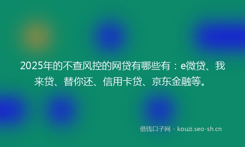 2025年的不查风控的网贷有哪些有：e微贷、我来贷、替你还、信用卡贷、京东金融等。