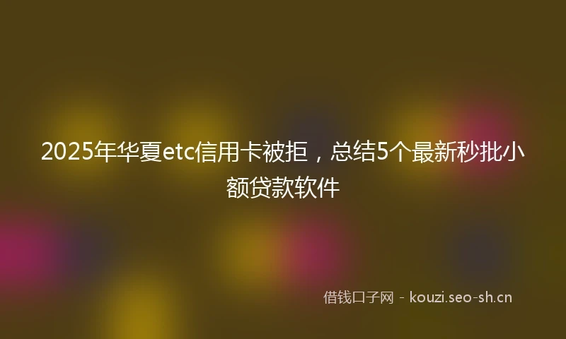 2025年华夏etc信用卡被拒，总结5个最新秒批小额贷款软件