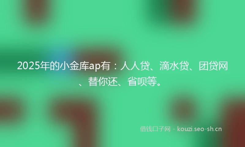 2025年的小金库ap有：人人贷、滴水贷、团贷网、替你还、省呗等。