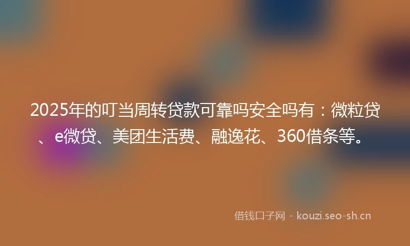 2025年的叮当周转贷款可靠吗安全吗有：微粒贷、e微贷、美团生活费、融逸花、360借条等。
