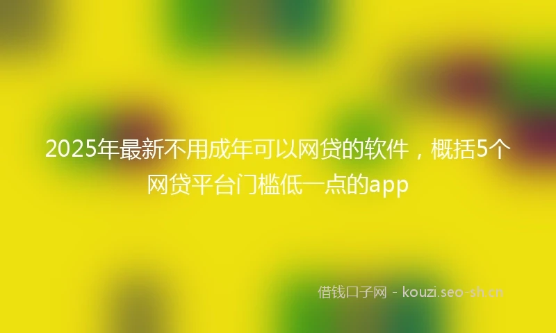 2025年最新不用成年可以网贷的软件，概括5个网贷平台门槛低一点的app