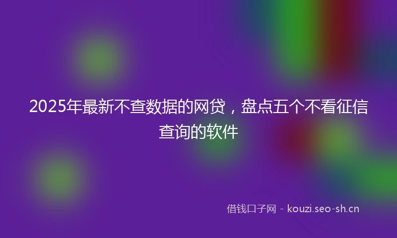2025年最新不查数据的网贷，盘点五个不看征信查询的软件