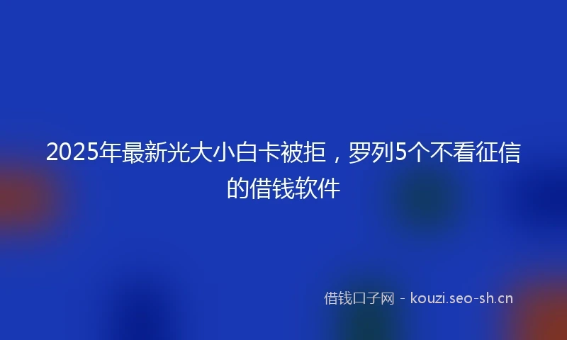 2025年最新光大小白卡被拒，罗列5个不看征信的借钱软件