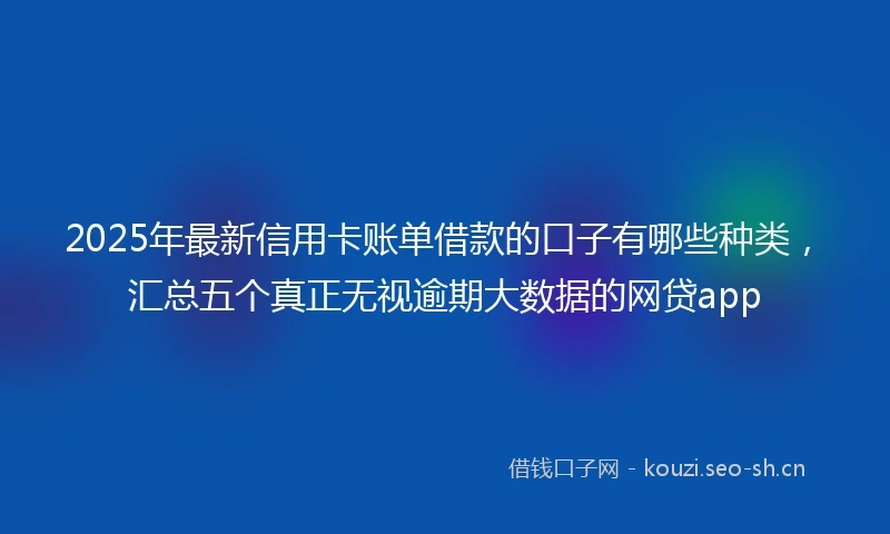 2025年最新信用卡账单借款的口子有哪些种类，汇总五个真正无视逾期大数据的网贷app
