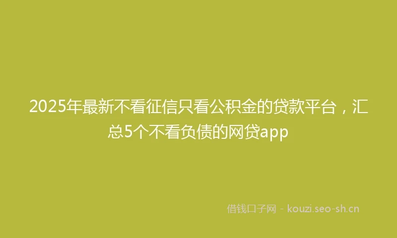 2025年最新不看征信只看公积金的贷款平台，汇总5个不看负债的网贷app