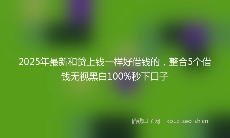 2025年最新和贷上钱一样好借钱的，整合5个借钱无视黑白100%秒下口子