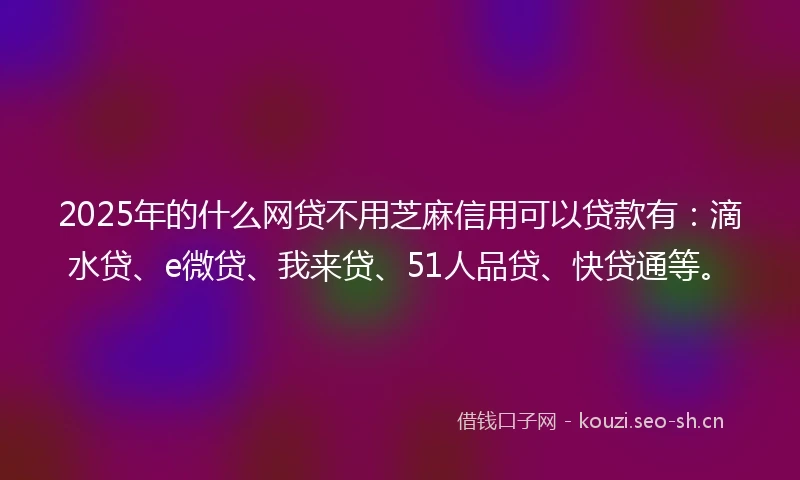 2025年的什么网贷不用芝麻信用可以贷款有：滴水贷、e微贷、我来贷、51人品贷、快贷通等。