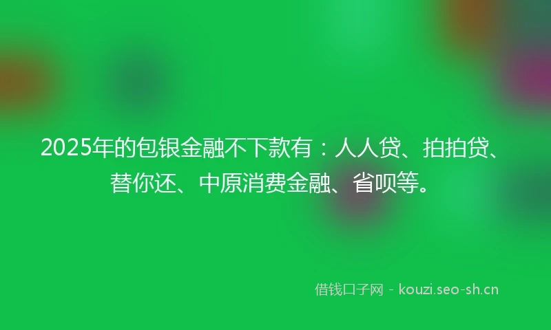 2025年的包银金融不下款有：人人贷、拍拍贷、替你还、中原消费金融、省呗等。