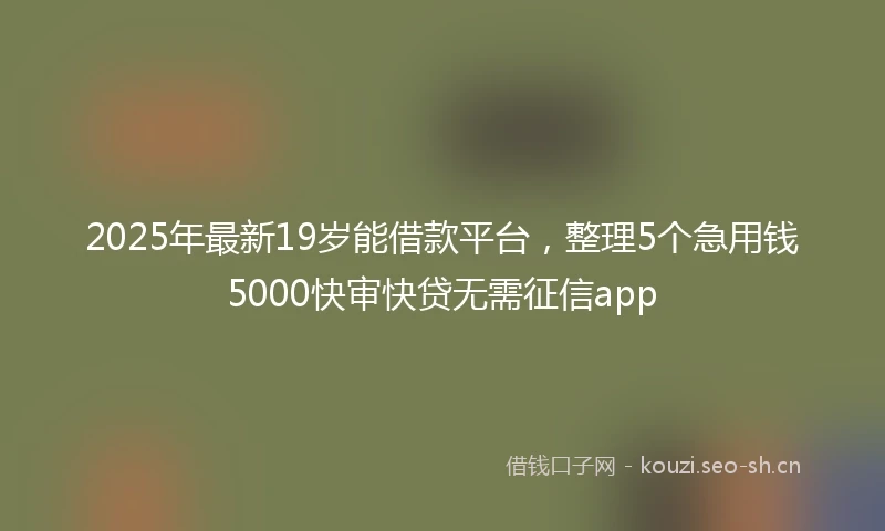 2025年最新19岁能借款平台，整理5个急用钱5000快审快贷无需征信app