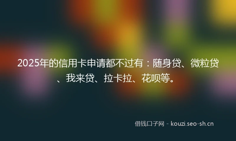 2025年的信用卡申请都不过有：随身贷、微粒贷、我来贷、拉卡拉、花呗等。