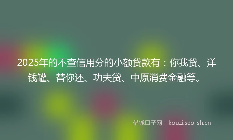 2025年的不查信用分的小额贷款有：你我贷、洋钱罐、替你还、功夫贷、中原消费金融等。