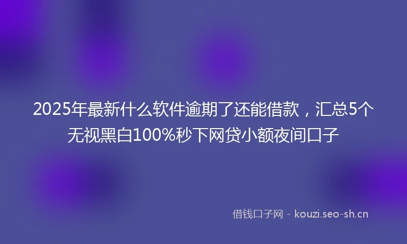 2025年最新什么软件逾期了还能借款，汇总5个无视黑白100%秒下网贷小额夜间口子