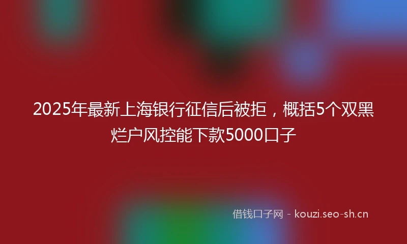 2025年最新上海银行征信后被拒，概括5个双黑烂户风控能下款5000口子