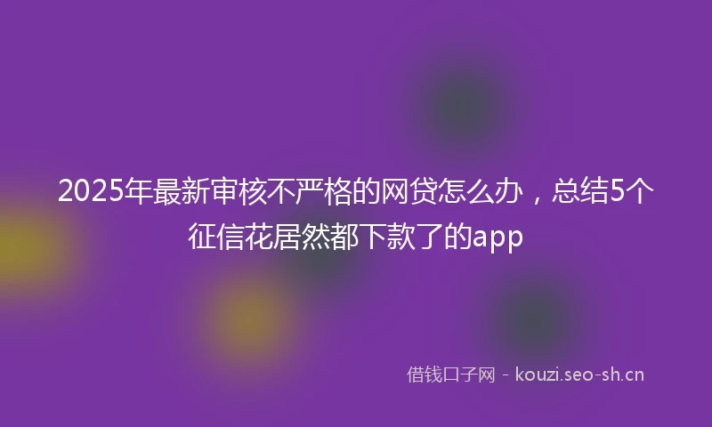 2025年最新审核不严格的网贷怎么办，总结5个征信花居然都下款了的app
