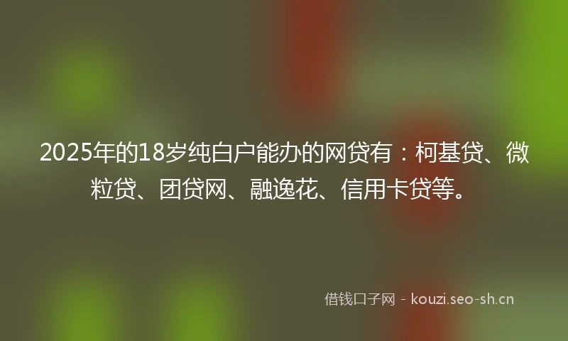 2025年的18岁纯白户能办的网贷有：柯基贷、微粒贷、团贷网、融逸花、信用卡贷等。