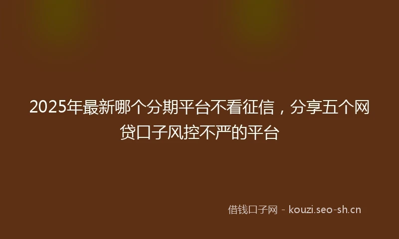 2025年最新哪个分期平台不看征信，分享五个网贷口子风控不严的平台