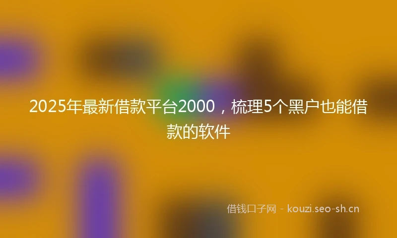 2025年最新借款平台2000，梳理5个黑户也能借款的软件