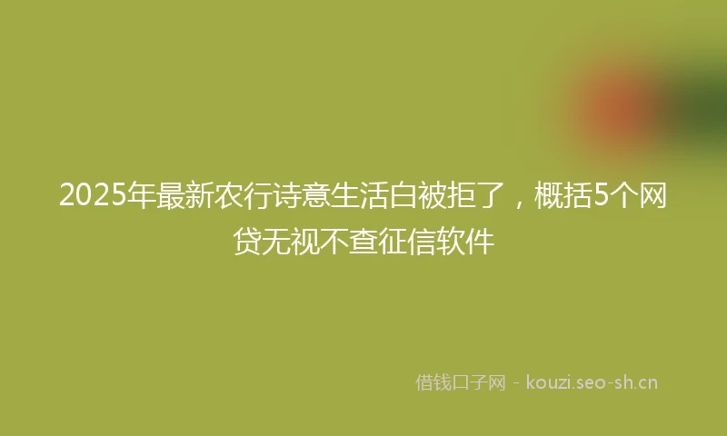 2025年最新农行诗意生活白被拒了，概括5个网贷无视不查征信软件