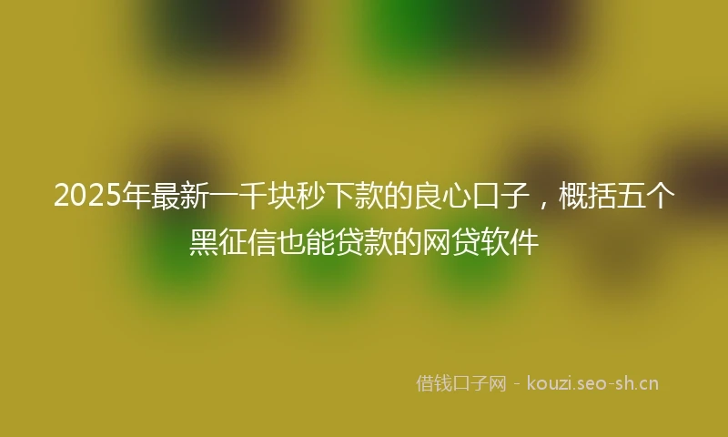 2025年最新一千块秒下款的良心口子，概括五个黑征信也能贷款的网贷软件