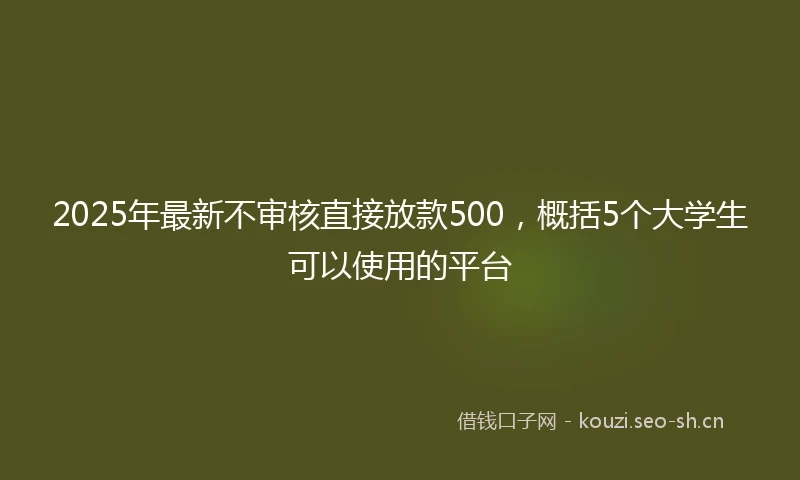 2025年最新不审核直接放款500，概括5个大学生可以使用的平台