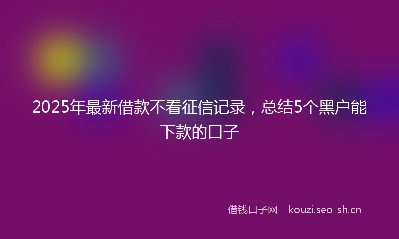 2025年最新借款不看征信记录，总结5个黑户能下款的口子