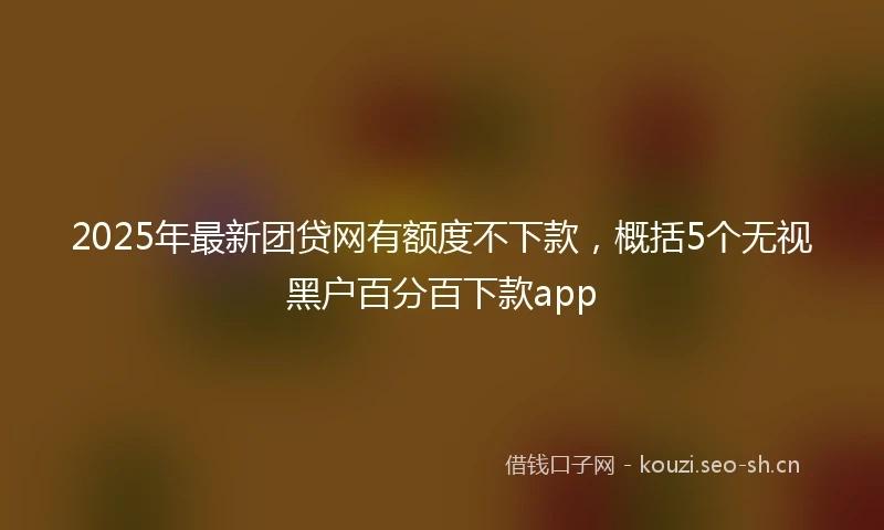 2025年最新团贷网有额度不下款，概括5个无视黑户百分百下款app