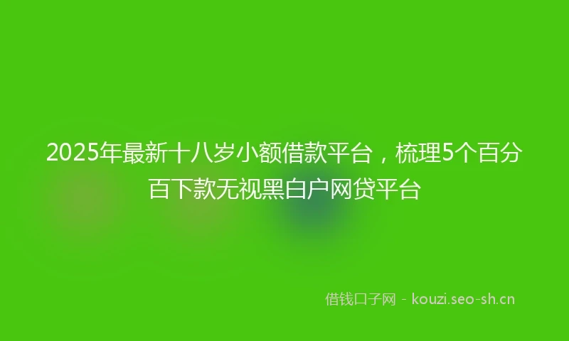 2025年最新十八岁小额借款平台，梳理5个百分百下款无视黑白户网贷平台