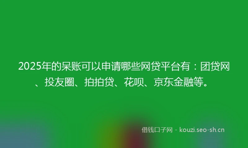 2025年的呆账可以申请哪些网贷平台有：团贷网、投友圈、拍拍贷、花呗、京东金融等。