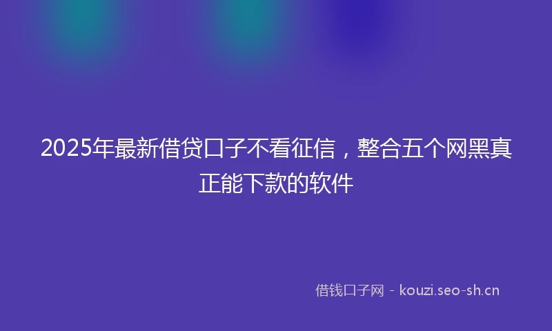 2025年最新借贷口子不看征信，整合五个网黑真正能下款的软件