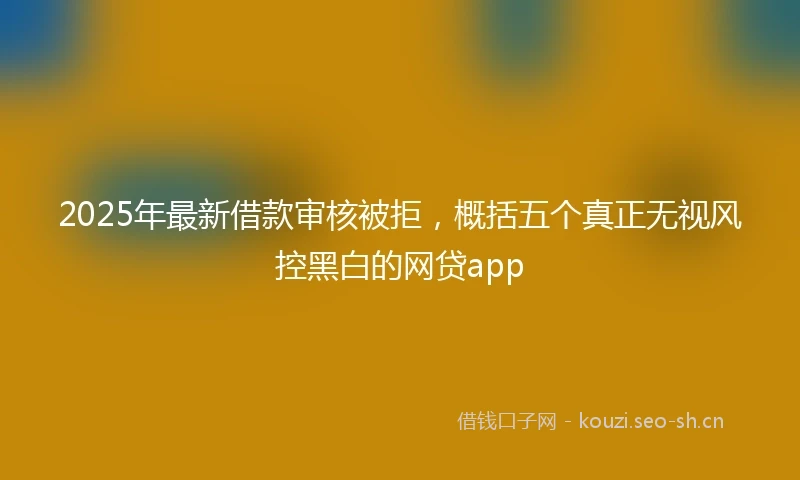 2025年最新借款审核被拒，概括五个真正无视风控黑白的网贷app