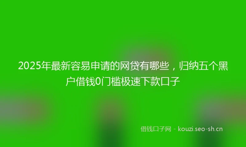 2025年最新容易申请的网贷有哪些，归纳五个黑户借钱0门槛极速下款口子