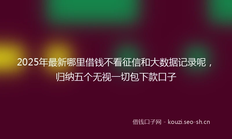 2025年最新哪里借钱不看征信和大数据记录呢，归纳五个无视一切包下款口子